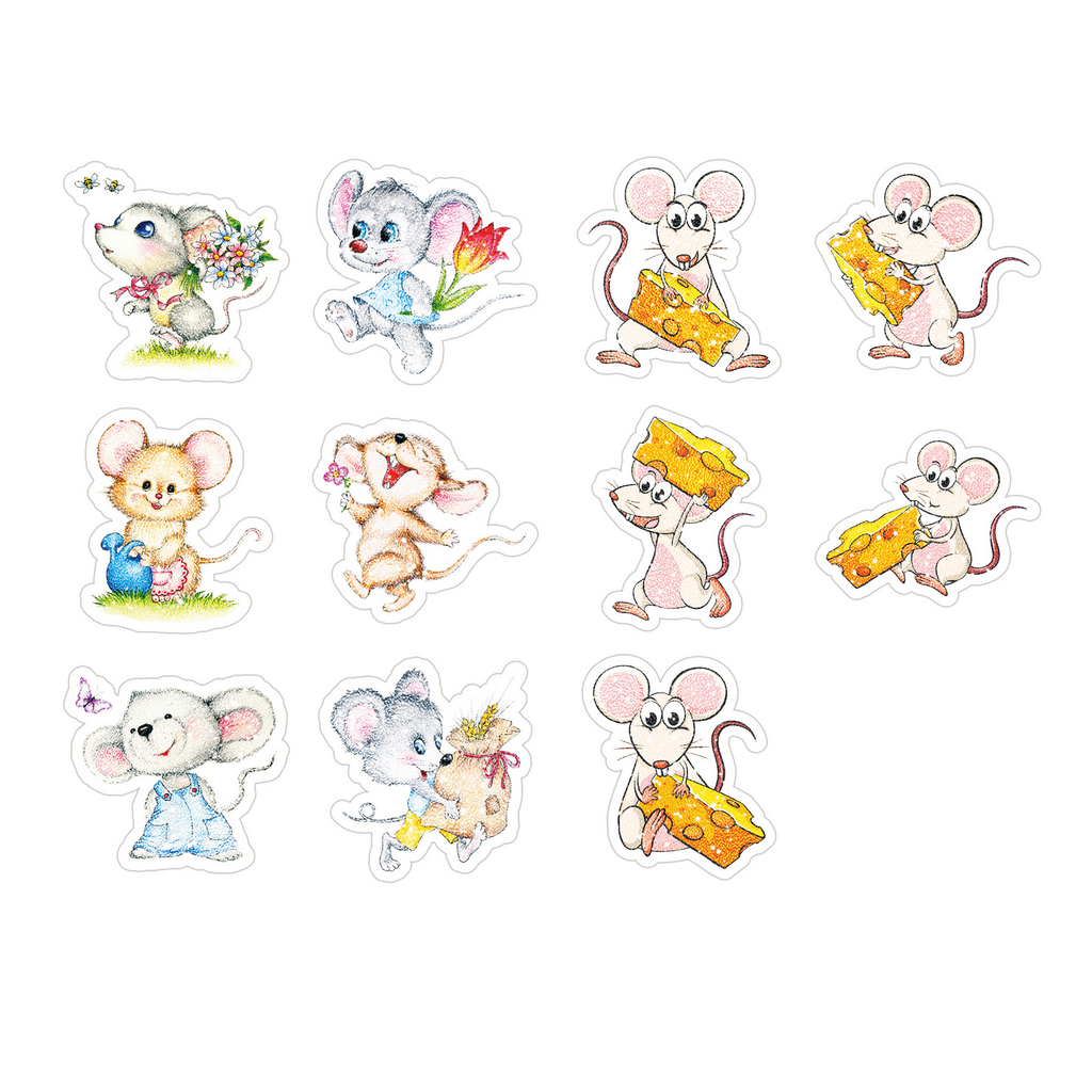 Super schattige glitter muis stickers - 80 stuks