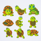 Blije glitter schildpad stickers - 80 stuks