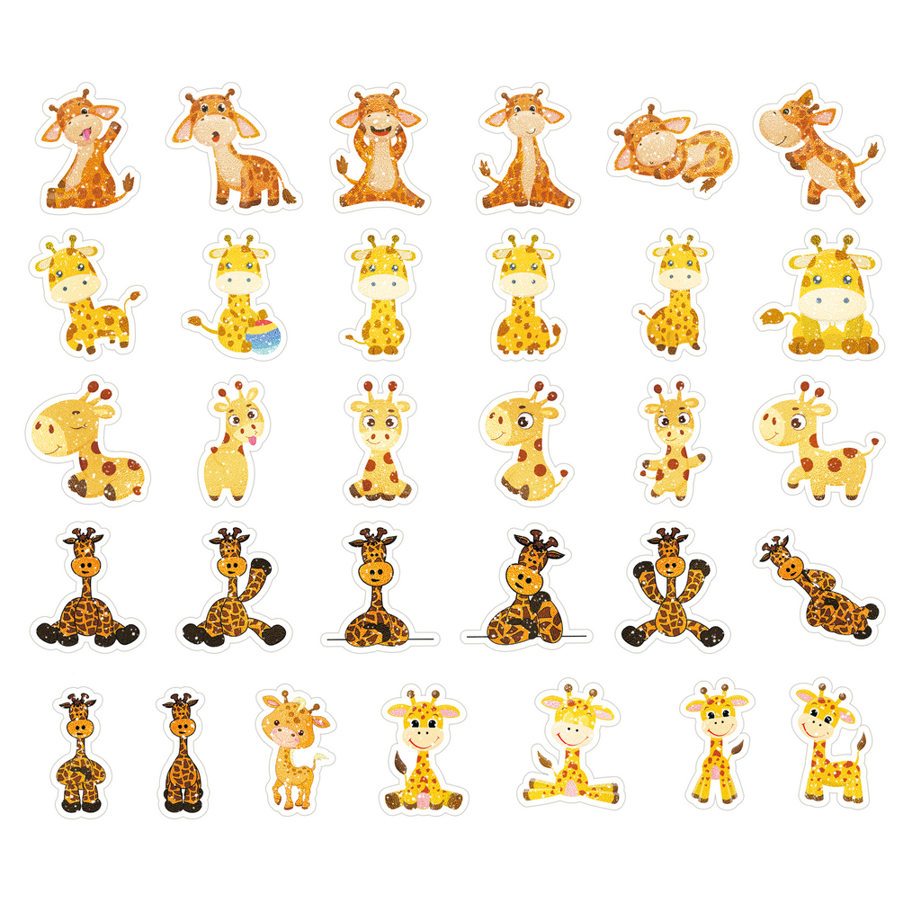 Happy Glitter Giraffe Stickers – 80 pcs