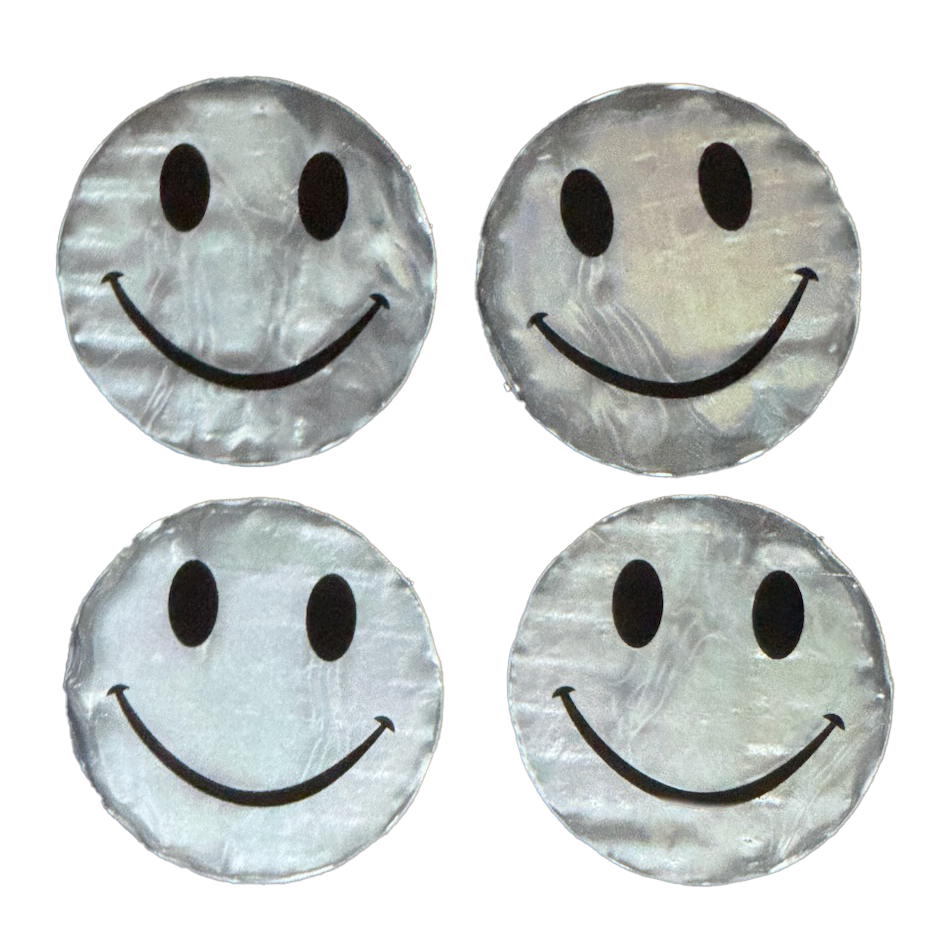Grote reflecterende stickers zilveren smiley – 12 stuks