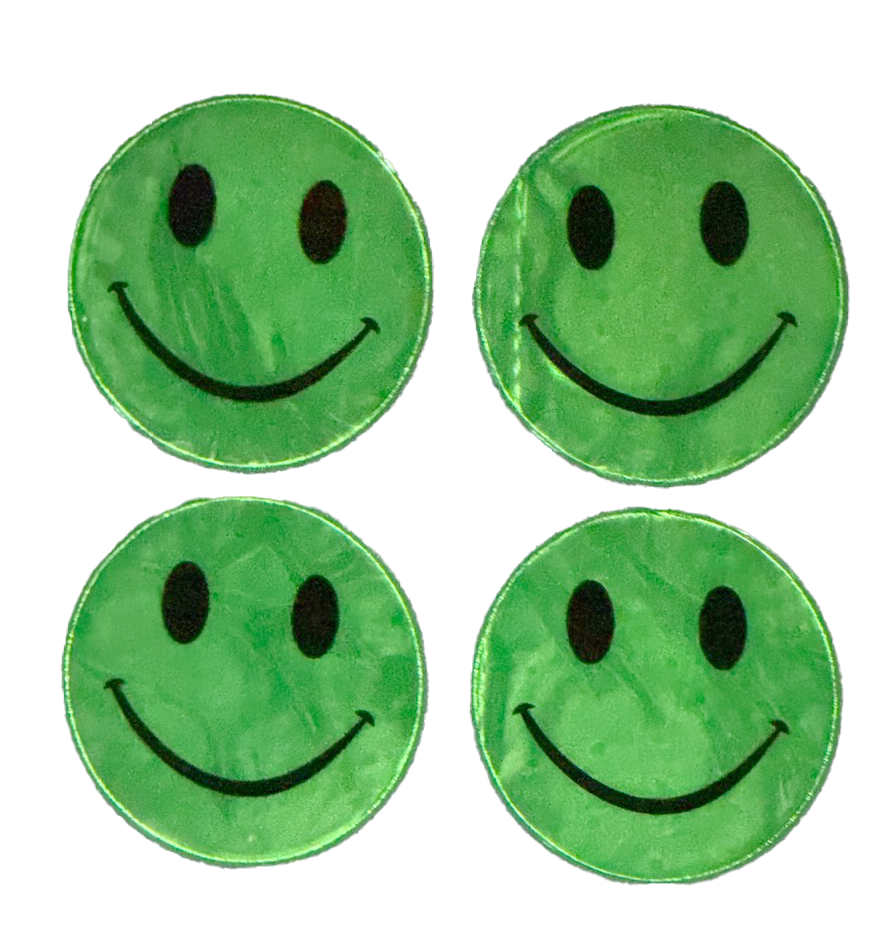 Grote reflecterende stickers groene smiley – 12 stuks
