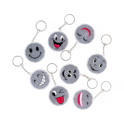 Keyring Reflective Smile – 25 pcs, multicolor reflective smiley keyrings, keychains