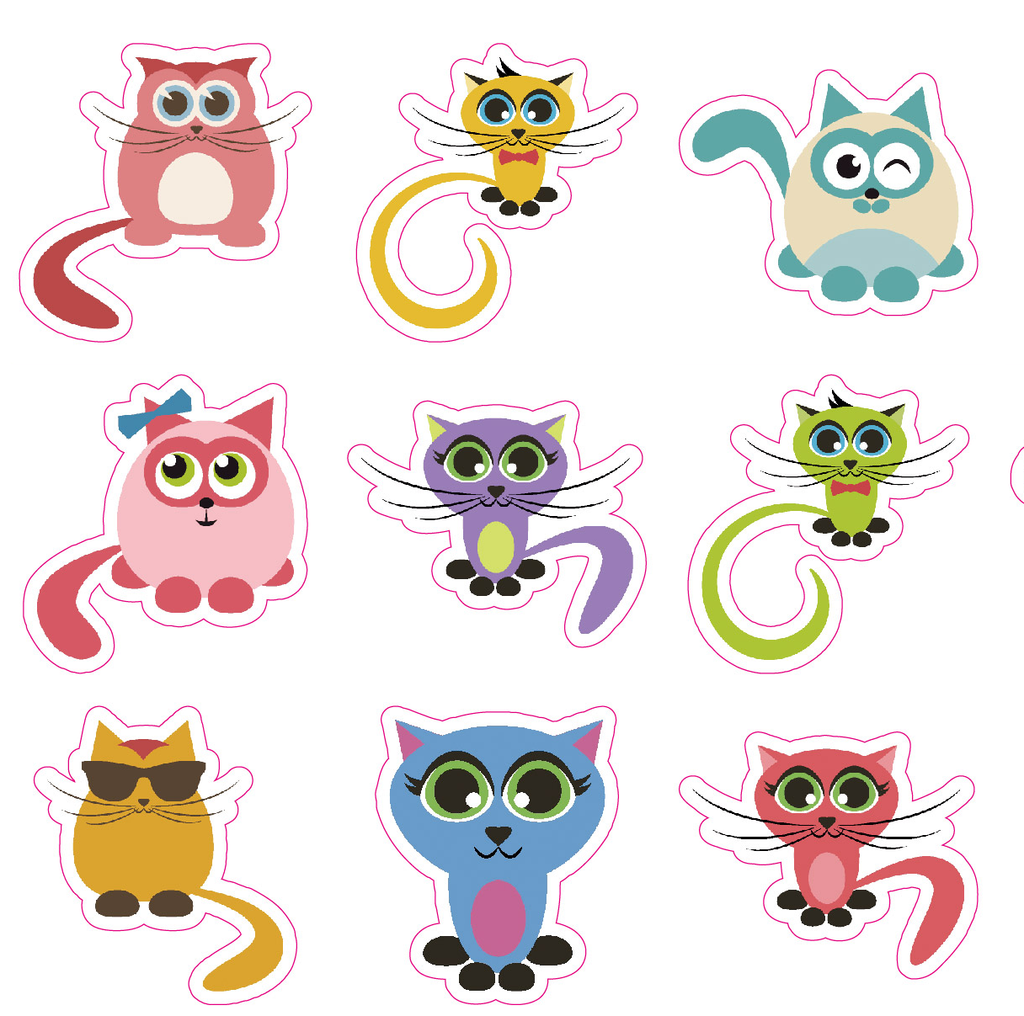 Schattige kattenstickers – 108 stuks