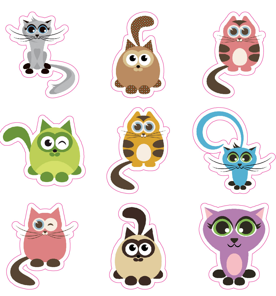 Cute Cat Stickers – 108 pcs
