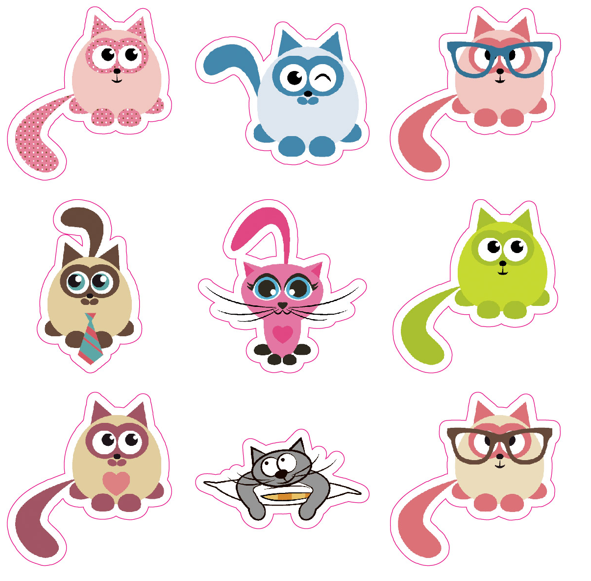 Cute Cat Stickers – 108 pcs