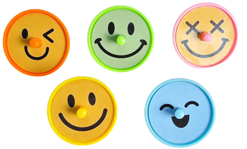 Spinner with Smile – 60 pcs, multicolor smiley spinning top