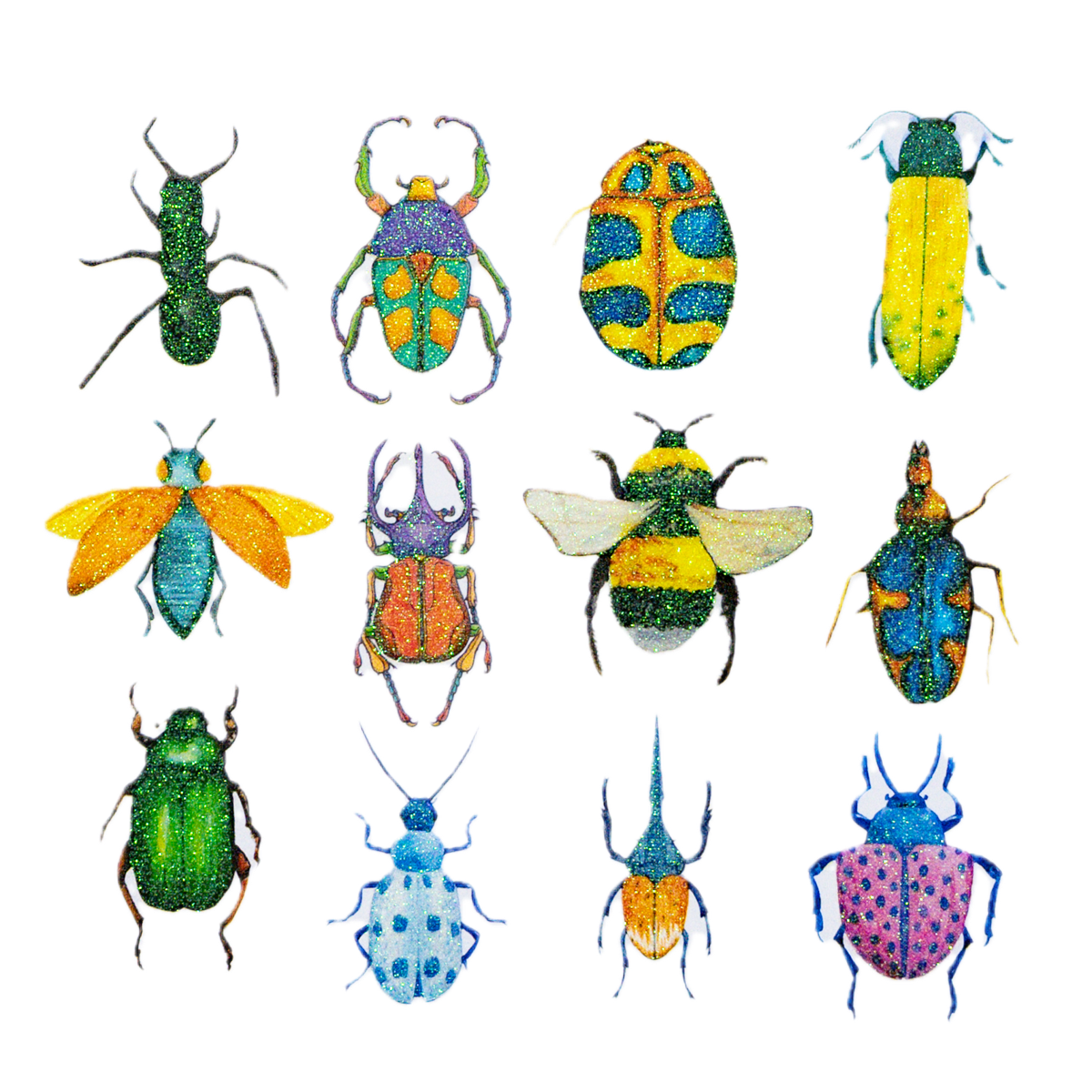 Glitter beetle sticker 80pcs