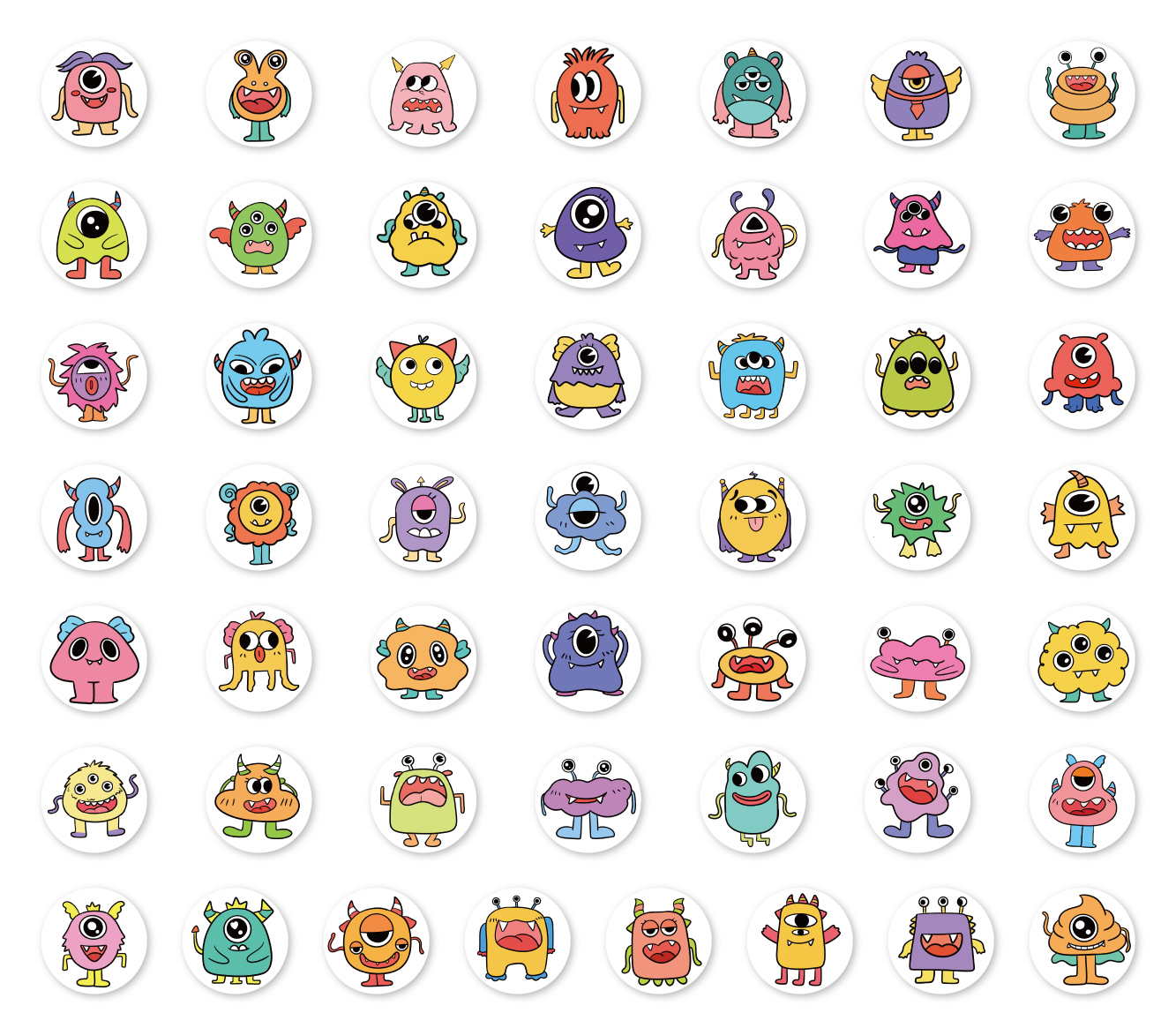 Klistermärken på rulle med monster – 200 st