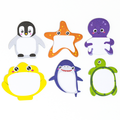 post-it notepads ocean creatures 24pcs, blue and yellow ocean creature shapes, sticky notes